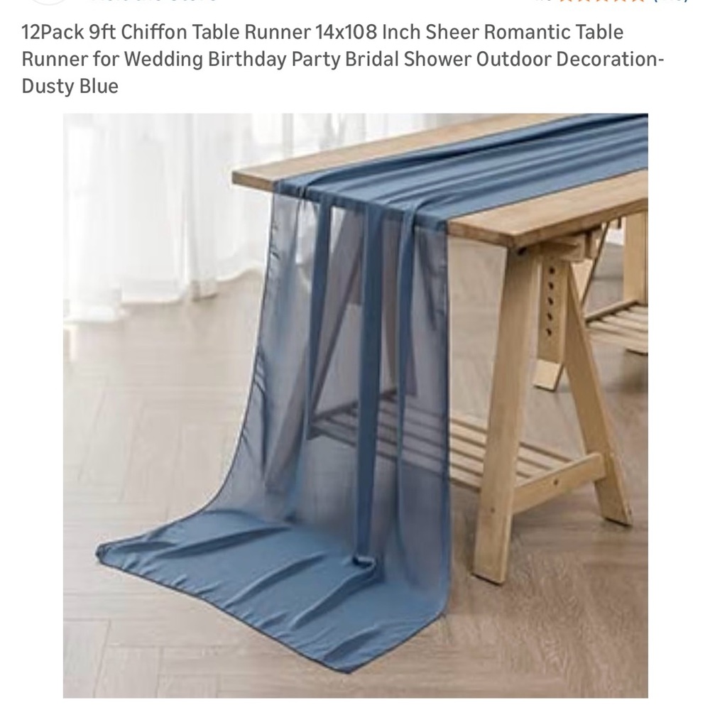 Chiffon Dusty Blue Table Runner